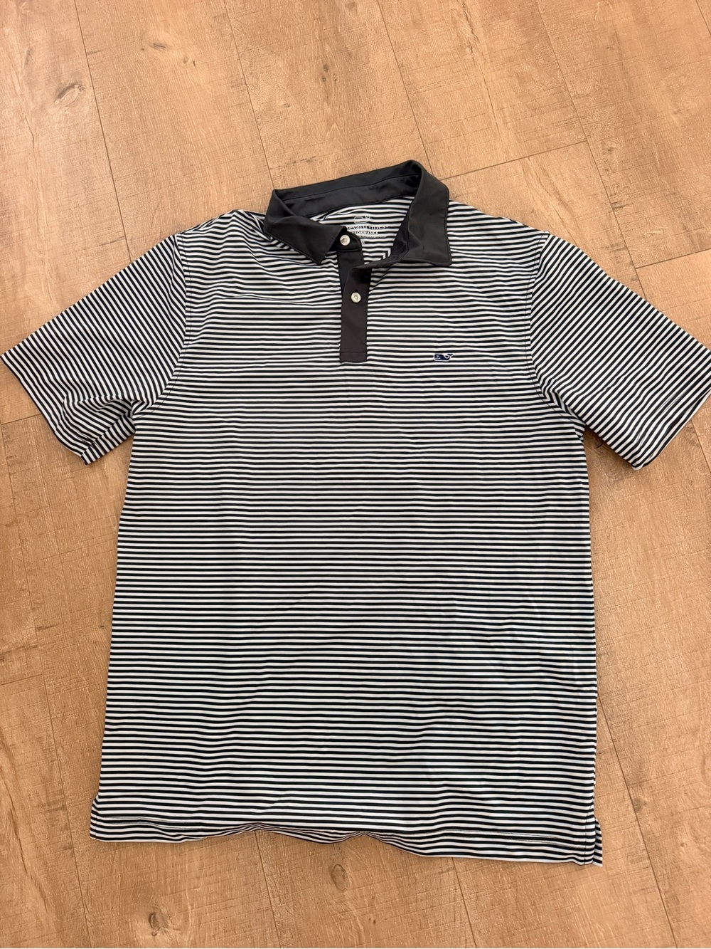 Vineyard Vines Gray & White Striped Polo with Contrast Collar